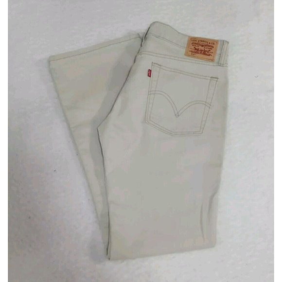 Levis 518 Superlow Stretch BootCut Jeans Women's Size 11 JR M Mid Rise Beige - Picture 1 of 8